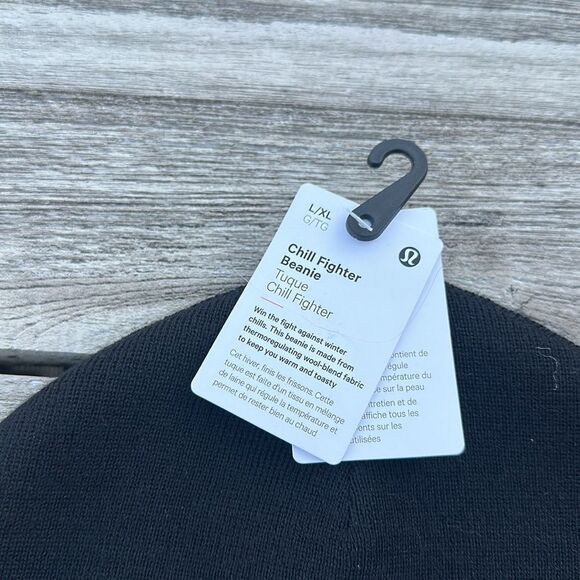 Lululemon Chill Fighter Beanie Black Gray NWT wool blend unisex L/XL - Picture 2 of 6